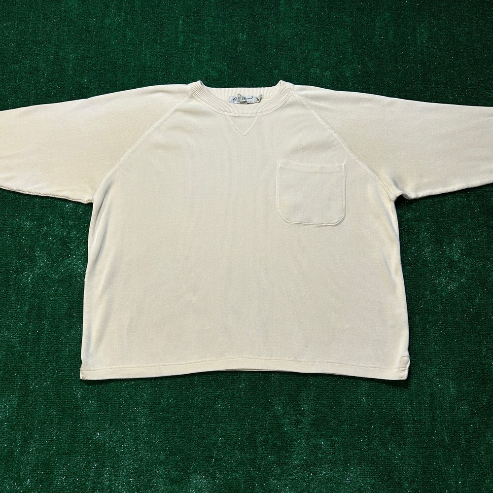 Vintage Eddie Bauer Ribbed Knit Crew Neck Pocket Sweater Cream Ivory Womens M - Picture 3 of 10